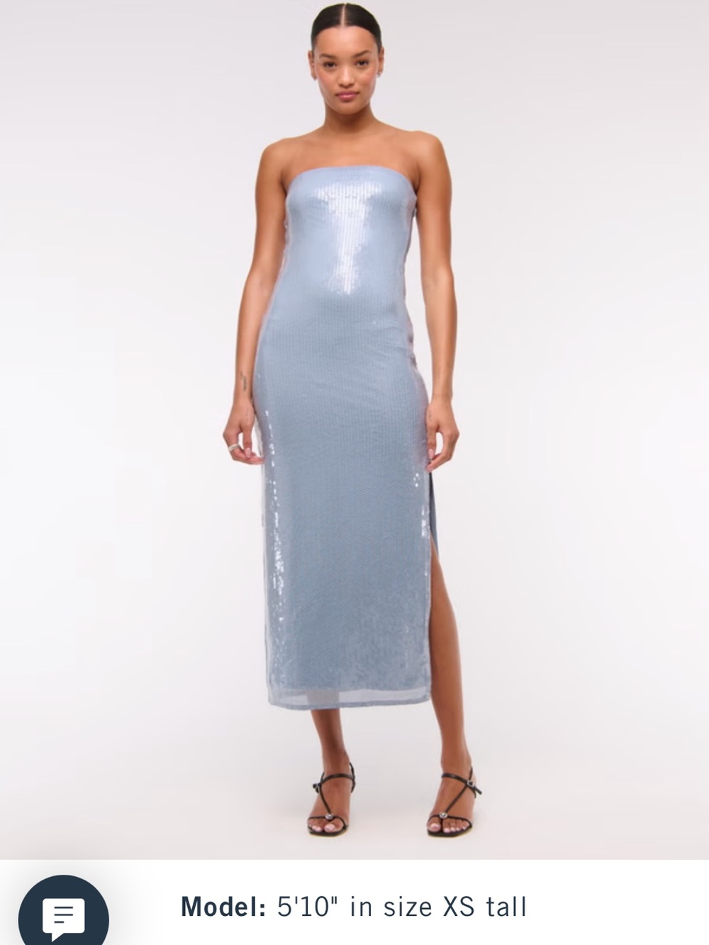 Abercrombie & Fitch Strapless Sequin Midi Dress in Light Blue